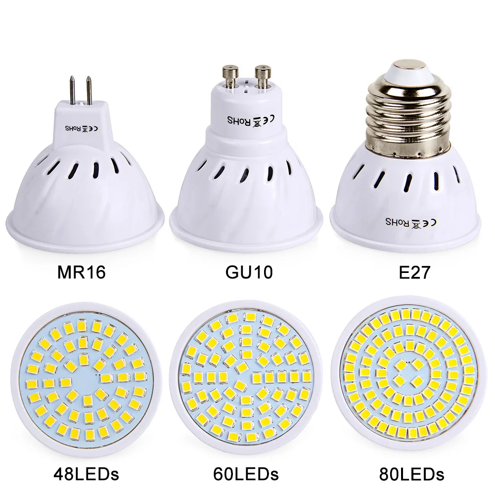 Goodland E27 Led Bulb 220v 240v Mr16 Gu10 Led Lamp Led Spotlight Bulb  Lampada 48 60 80 Leds Smd 2835 For Indoor Home Spot Light - Led Bulbs &  Tubes - AliExpress