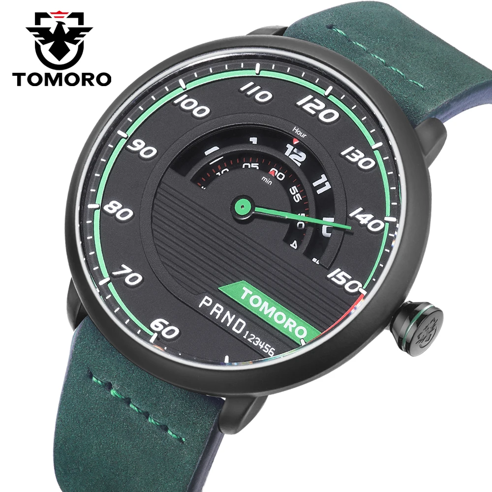 Tomoro в США Склад Уникальных автомобильной вдохновил Для мужчин кварцевые часы Пояса из натуральной кожи творческий человек спортивные часы для автолюбителя