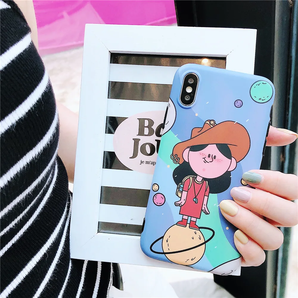 Чехол для IPhone 6 телефона Blue Planet Girl 6s Plus милые мягкие IMD антидетонационные Чехлы 7