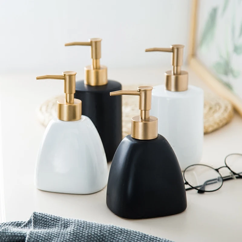 

420ML Soap Dispenser Nordic Ceramic Shower Gel For Hand Emulsion Dispensing Bottle Hand Soap Shampoo Bottle Bathroom Accessories