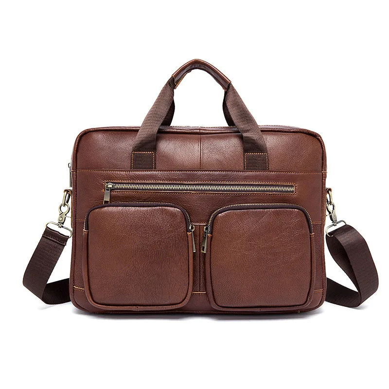 Мужской портфель сумка из натуральной кожи Для Мужчин's Бизнес ноутбук сумка Для мужчин Повседневное Сумка Высокое качество молнии сумки