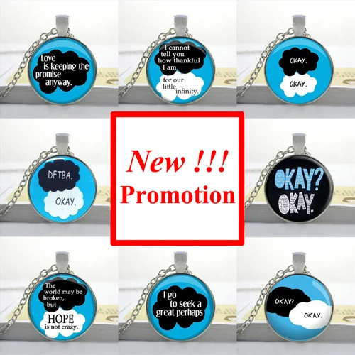 

2017 New Fashion Glass Dome Cabochon 25mm The Fault in Our Stars Necklace Glass Dome Pendant Necklace John Green Quote Pendant