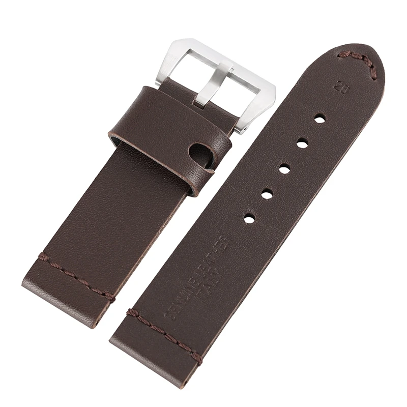 

24mm 26mm Mens Genuine leather Watch Band Replacement Bracelet Sport Military Wrist Strap with Pin Buckle for Man Watches