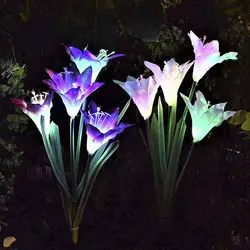 Красивый ночник 2/3 шт. открытый Солнечный свет мульти-Цвет Изменение светодиодные фонари для сада с рисунком цветов и бабочек декоративный