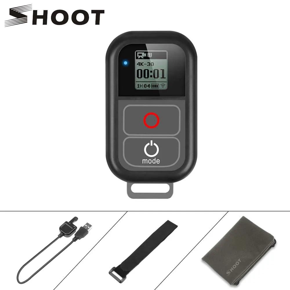 SHOOT para GoPro 8 WiFi Control remoto con Cable cargador correa de muñeca a prueba de agua remoto para GoPro Hero 7 6 5 negro 4 3 accesorio - 1