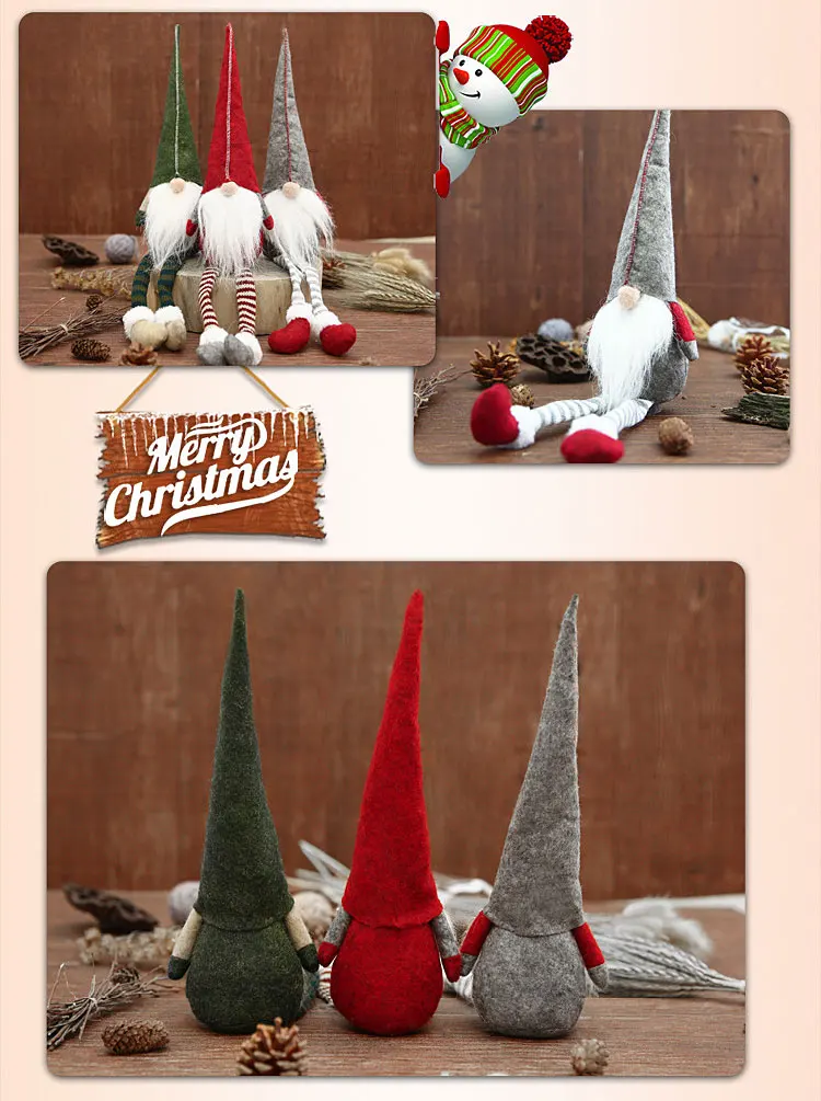 Рождественские украшения длинные ножки Rudolf кукла рождественский подарок окно дисплей Рождество украшения дома товары