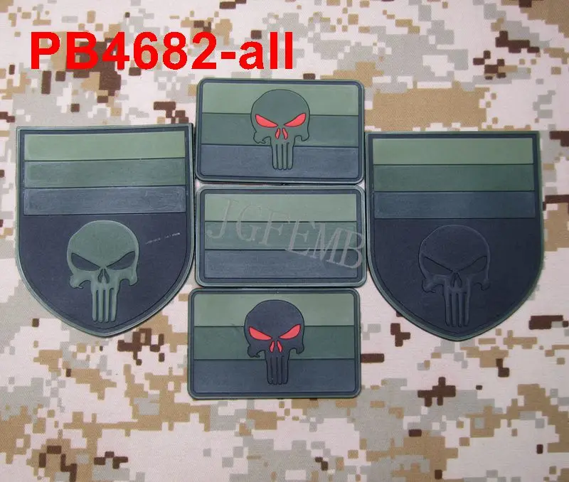 

Green The German Skull Flag Tactical Military Morale 3D PVC Patch
