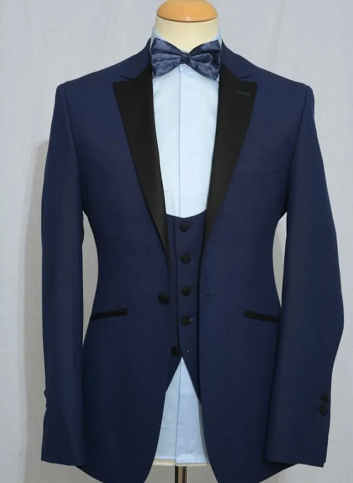 2017 Notch Lapel Groom Wear Wedding Tuxedos Suits For Men 2017 Notch Lapel Groom Wear Wedding Tuxedos Suits For Men Best Man S Tuxedo Blue Jacket Pants Vest Smoking In From Clothing