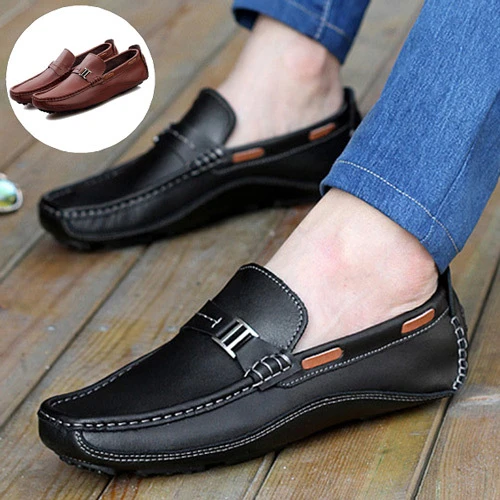 Hombres Zapatos auténticos Zapatos mocasines de cuero Slip On moda Casual Zapatos mocasines conducción pisos Masculinos Social Zapatos Hombre|shoes leather men|leather directoryleather loafers shoes - AliExpress