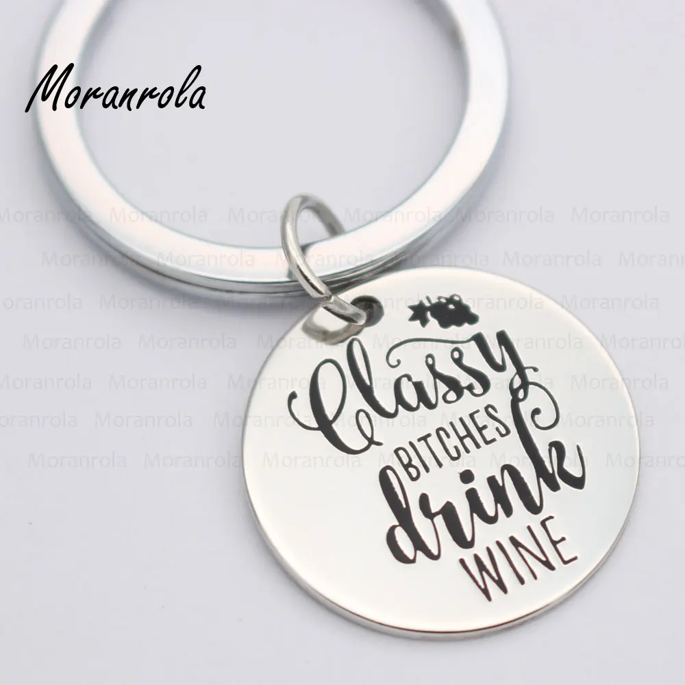 New arried&quot Classy Bitches Drink Wine &quot Copper necklace Keychain charm Hand Stamped Jewelry Unique - Funny Gift Lover | Украшения и