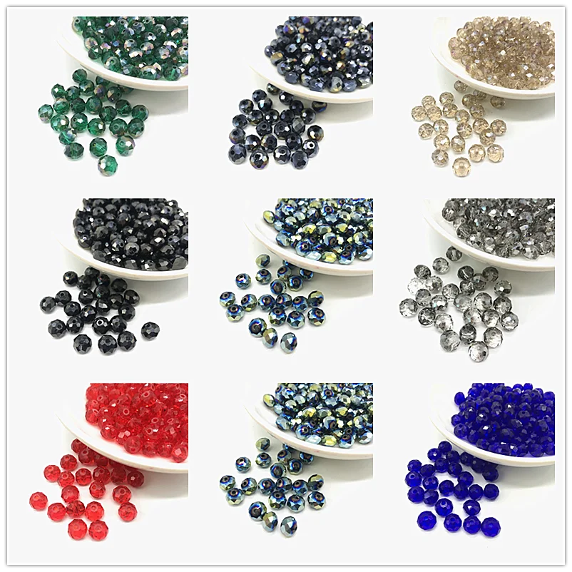 

Mixed Colors 4*6 /6*8mm Rondelle Austria faceted Crystal Glass Beads Loose Spacer Round Beads for Jewelry Making