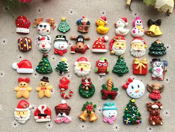 

Free shipping! Christmas decorations Resin resin Flat back decoration convex circular mobile phone decoration Hair DIY mix50pcs