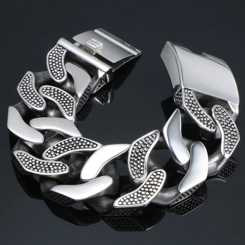 31mm Wide Heavy Metal Bracelet Men Male 