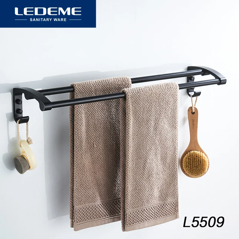 LEDEME держатель для полотенец для ванной комнаты, органайзер, настенный держатель для полотенец, бар для дома, отеля, настенная полка, алюминиевые качественные Вешалки для полотенец L5509