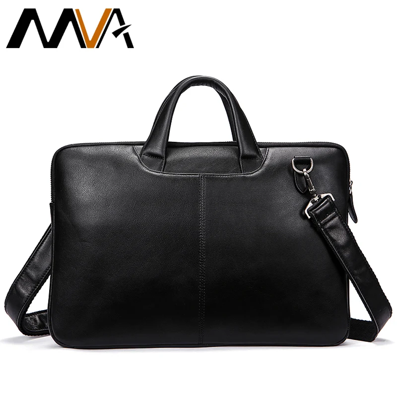 Billige MVA Männer Aktentaschen Aus Echtem Leder Schulter Taschen Schwarz Handtaschen Business Tasche Männer für Dokument Männlichen Aktentaschen Leder Laptop Tasche