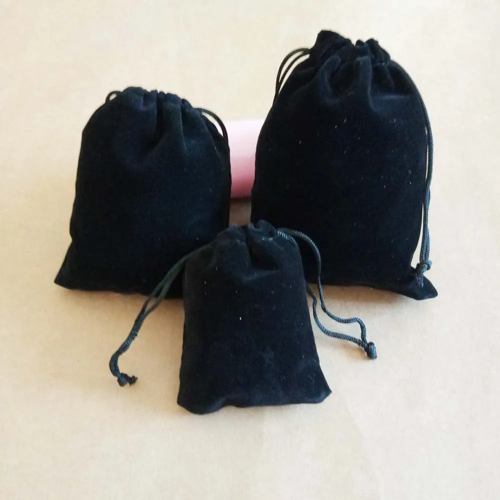 50 шт. 7x9 10x12 Black Velvet сумки украшения мешок подарочные пакеты свадьбы Drawstring сумка женщины ювелирные изделия дисплей подарочная упаковка мешок