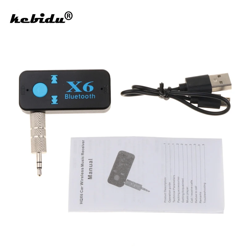 

kebidu Wireless Handsfree Car Kit 3.5MM Bluetooth USB Receiver Stereo Audio Music Receiver Adapter A2DP AUX with TF Card Reader