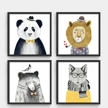 Shengfei Painting Nordic Animal Lion Bear Panda Art Prints Poster Hipster Wall Picture Canvas Painting Kids