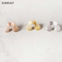 Everfast 1 пара сережки в виде ананасов шпильки Медь Материал серебро, золото, розовое золото цвет женские ювелирные изделия аксессуары