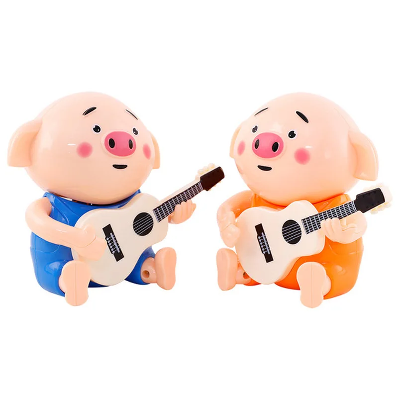 New Children's Electric Guitar Seaweed Pig Baby Boy Girl Educational Toys Will Sing Shake Head Random Color