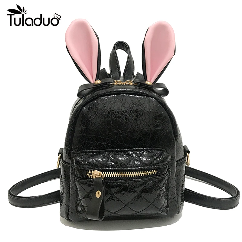 

Women Backpack Cute Big Rabbit Ears Double Shoulder Bag Girl Mini School Backpacks For Children Kids Travel Bag 2018 Hot Sale