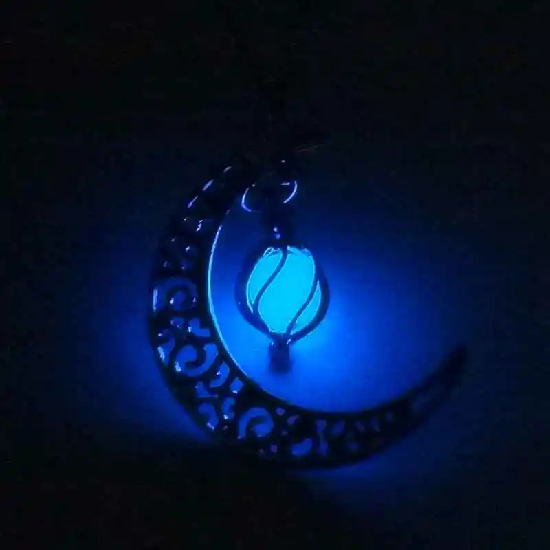Модное женское ожерелье с подвеской из блестящего камня и Луны, модное ювелирное ожерелье оптом - Окраска металла: Dark blue