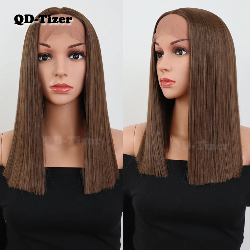 

QD-Tizer Bob Lace Front Wigs With Natural Part Heat Resistant Synthetic Lace Front Wig Short Hair Glueless Lace Wigs