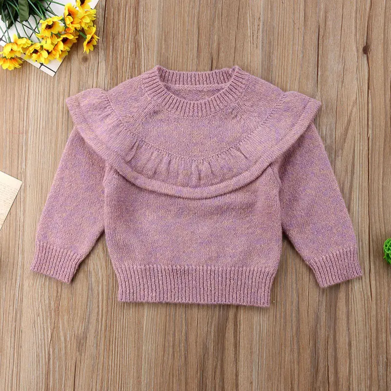 

Baby Girls Long Sleeve Ruffles Solid Sweater Jumper For 6 12 18 24 Months Winter Sweater Tops Casual Clothes