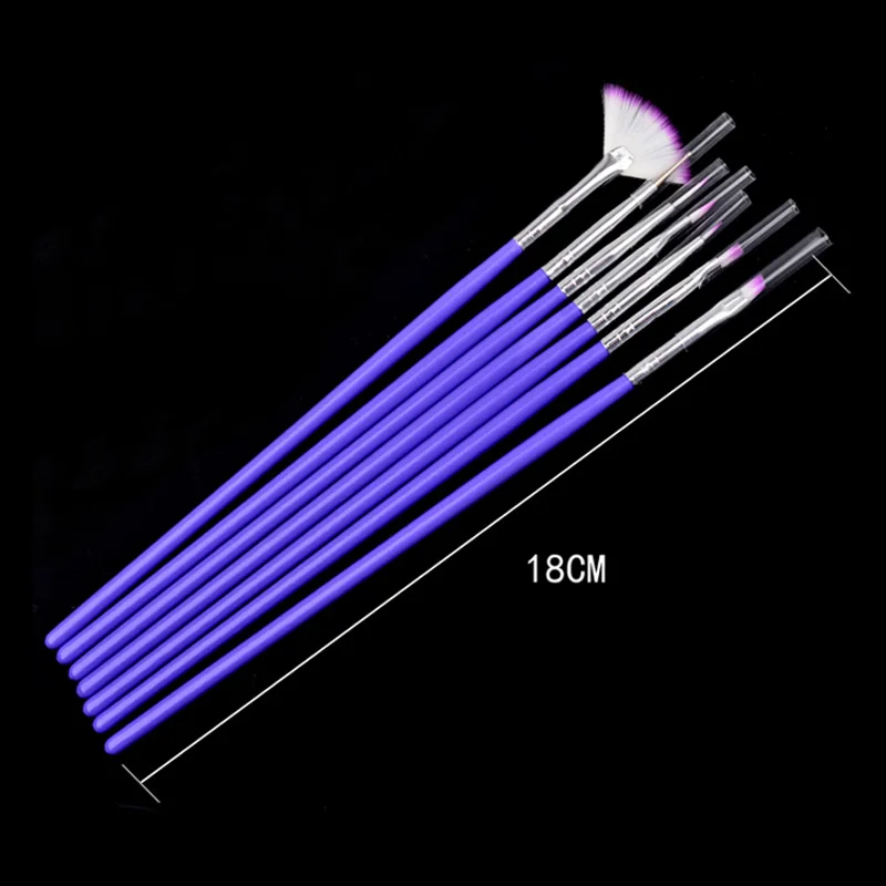 7 шт./компл. фиолетовая для украшения ногтей кисти ручка DIY лак для ногтей Рисование Раскрашивание расчески для волос с УФ-гель лак Инструменты для дизайна маникюра