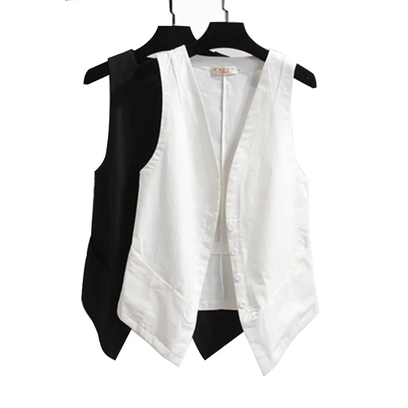 

Linen Cotton Summer Vest Women Waistcoat 2019 New Pocket Sleeveless Jacket Thin Short Casual Feminine Coat White Cardigan 3XL