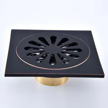 Black Oil Rubbed Bronze Carved Flower Pattern Bathroom Shower Drain 4