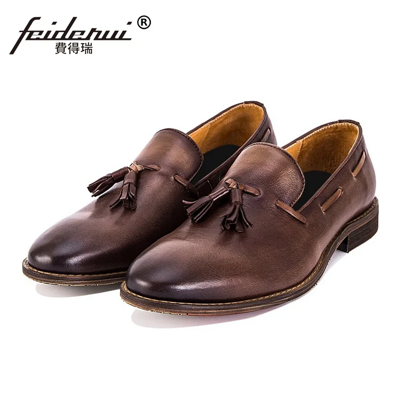 

Autumn Round Toe Man Comfortable Shoes Genuine Leather Moccasin Casual Loafers Handmade Men's Height Increasing Footwear SS46