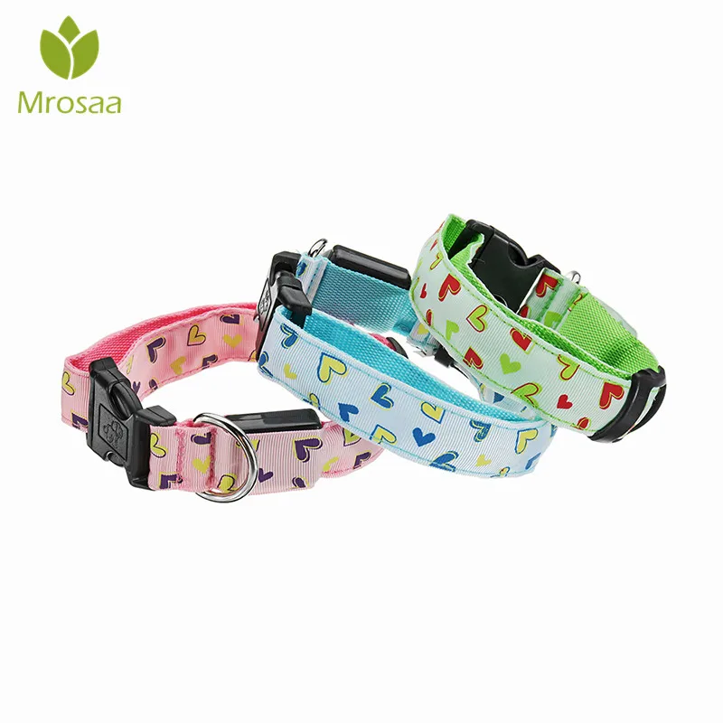 

Nylon Pet Dog Collar LED Light Night Safety Glowing Pet Supplies Cat LED Dog Collar Pet Accessories For Small Dogs LED Collars