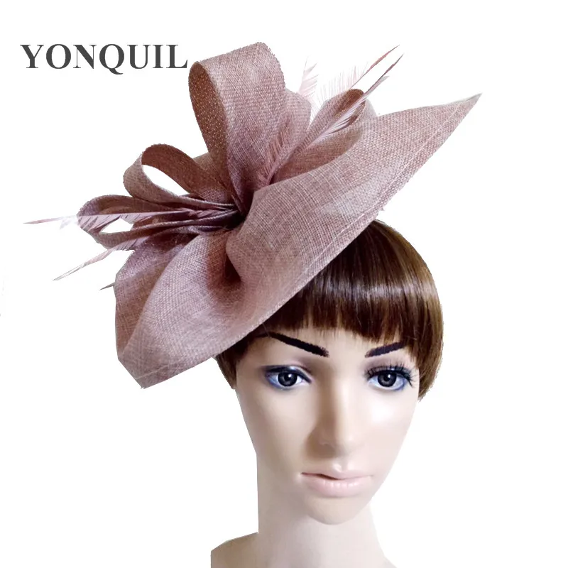 

New arrival ladies wedding hair fascinator hats with fancy feather on head band ladies women party married race headwear SYF66