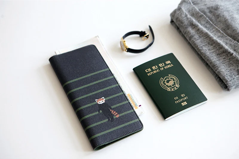 Passport Cover Lovely Animal Travel Foldable ID Holder Long Section Passport Clip Flight Bit License Wallet Sets Bag PC0063 (13)