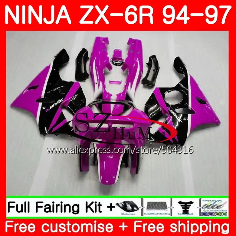 

Body For KAWASAKI NINJA Purple black ZX-6R 94-97 ZX636 600CC ZX 636 13SH22 ZX6R 94 95 96 97 ZX 6R 1994 1995 1996 1997 Fairings