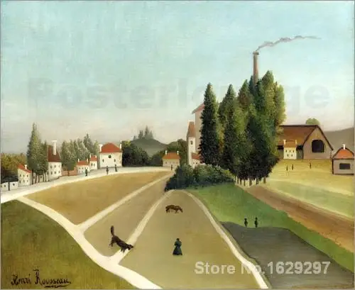 カウンター販売 ウォールアート現代landschaft Mit Fabrik Paysage Avec Usine Umアンリ 絵画ハンド塗装高品質 直販値下げ Cuti Pa Kajen Go Id