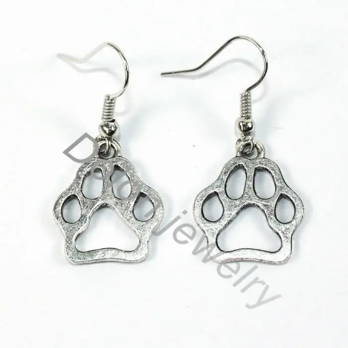 

Tibet Silver Metal Hollow Paw Earring Fit for Dog Cat Bear Paw Print Pet Jewelry Lover