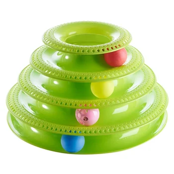 

3 Layers Crazy Ball Disk Cat Toys Anti-slip Interactive Amusement Plate Triple Turntable Play Disc Small Pet Toy For Kitten Cats