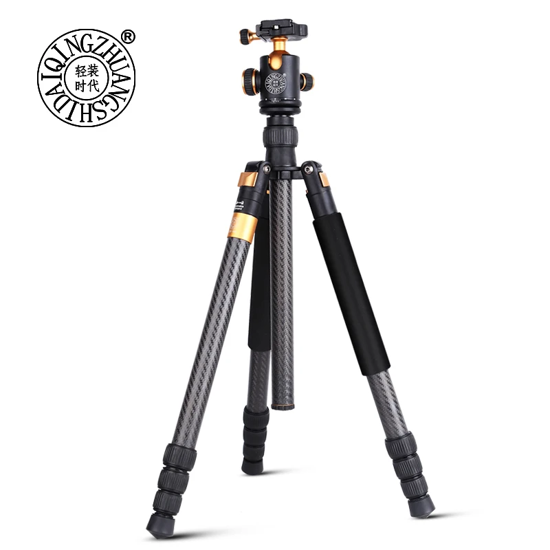 New QZSD Q1088C Professional Carbon Fiber Tripod Monopod With Ball Head For DSLR Camera / Portable Travel Camera Tripod Stand