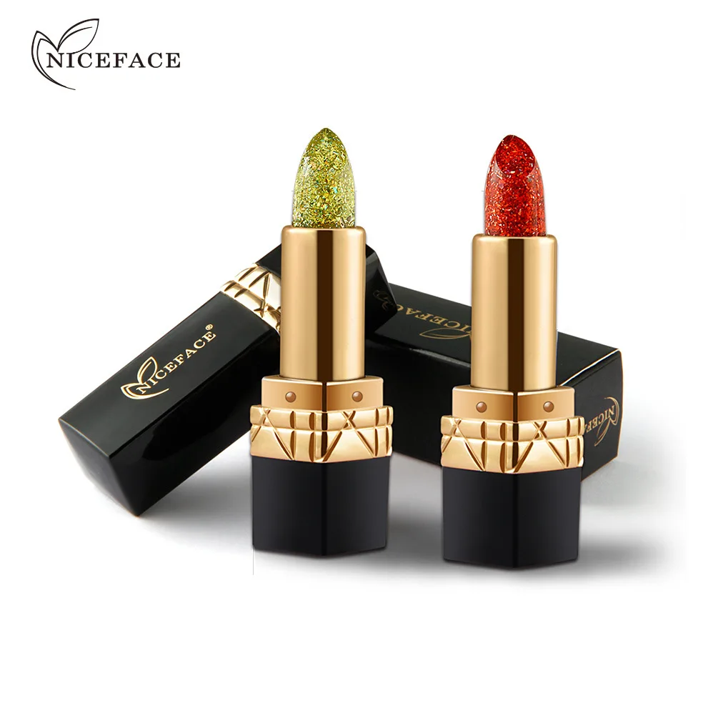 NICEFACE Алмазный Блеск бальзам для губ меняющая цвет помада Pro Макияж Волшебная температура меняющая цвет губная помада 38