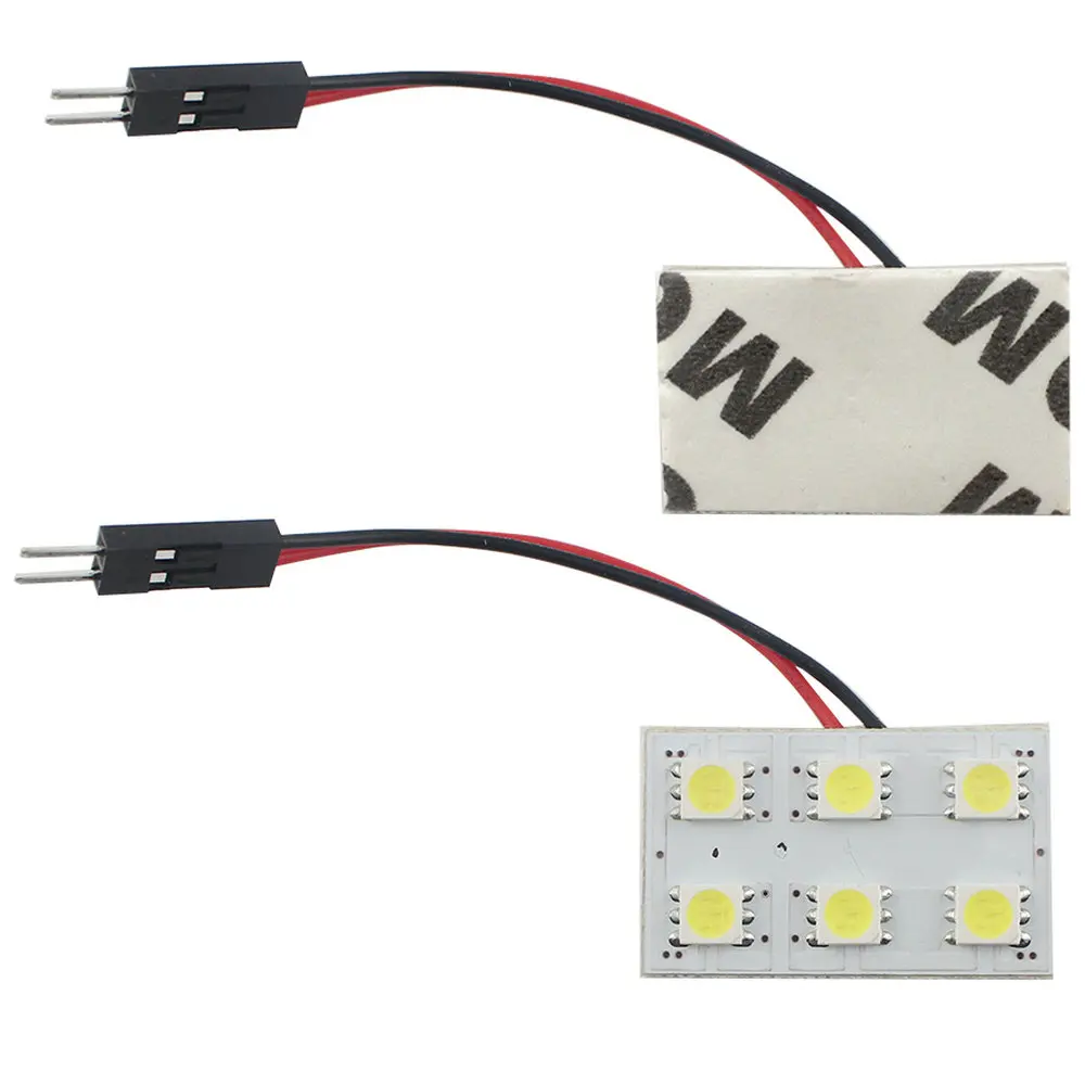 YM E-Bright 100 шт белый панельный светильник s 6 SMD 5050 чипы светодиодный светильник фестон купольная лампа лампы для чтения T10+ фестон-адаптер