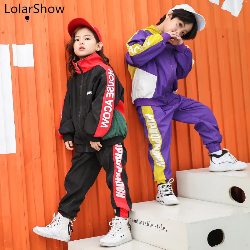 

Jazz Dance Costumes Long Sleeve Tops Pants Children Hip Hop Costume Children Clothing