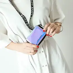 Модный Голографический лазерный женский кошелек с держателем для карт короткий кошелек с шеей подвесной ремень