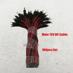 Бесплатная доставка 100 шт. DC12V центральной Питание кабель Мужской Джек Коннектор и видеонаблюдения Камера 12 В DC Мощность привести косичка