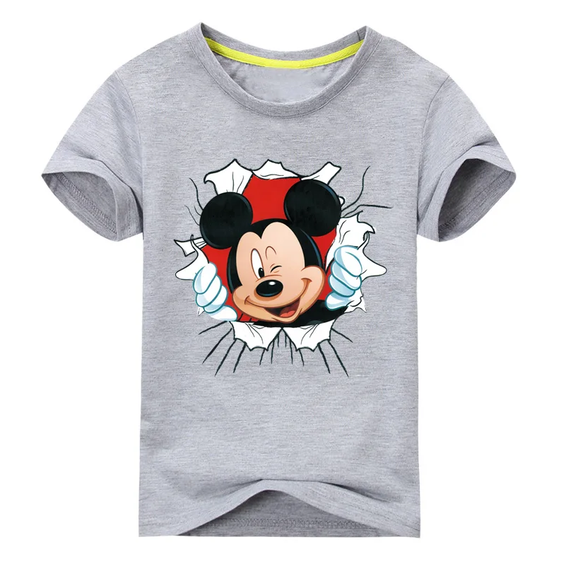 Г. летние шорты рукавом 3D Микки печати футболки для мальчика Хлопковые футболки детские футболки с круглым вырезом костюм DX012 - Цвет: Type2 Grey