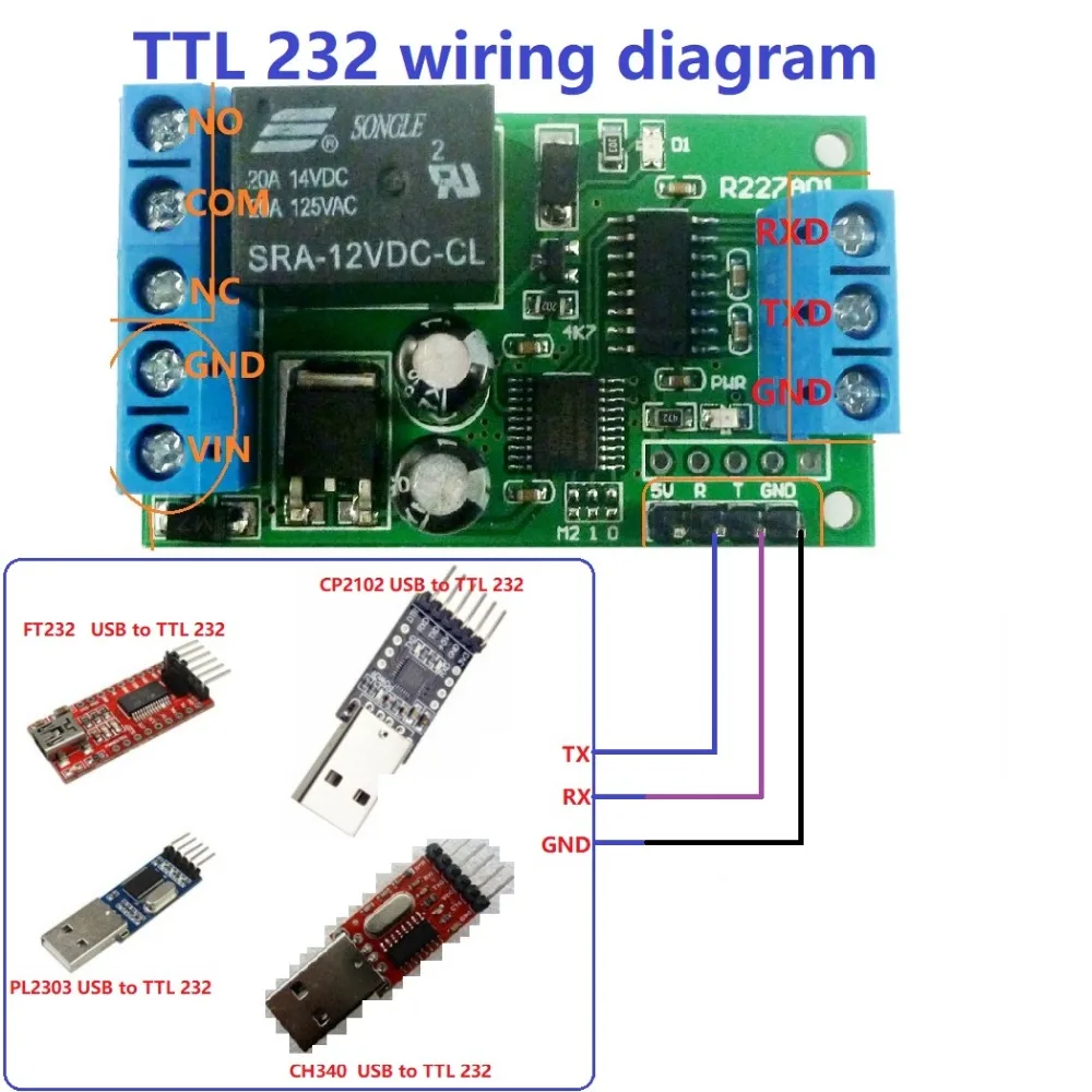 Релейная плата 2 в 1 mini DC 12 В RS232 и TTL232 ПК USB UART пульт дистанционного управления для