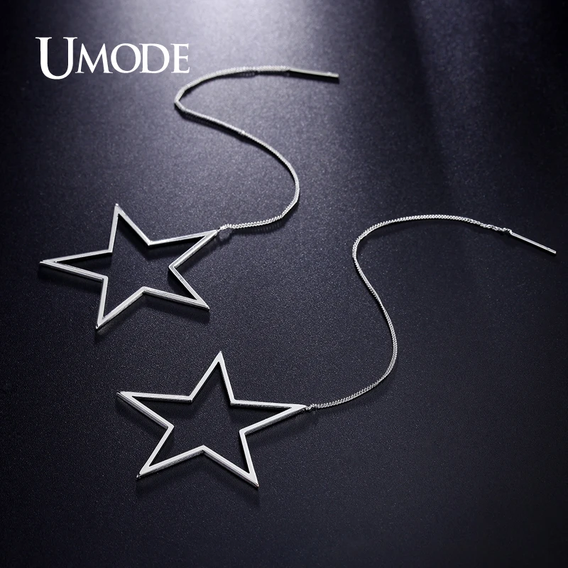 

UMODE Brand Long Crystal Dangle Earrings For Women White Gold Color Star Boucle D'oreille Jewelry Fashion Christmas Gift AUE0255