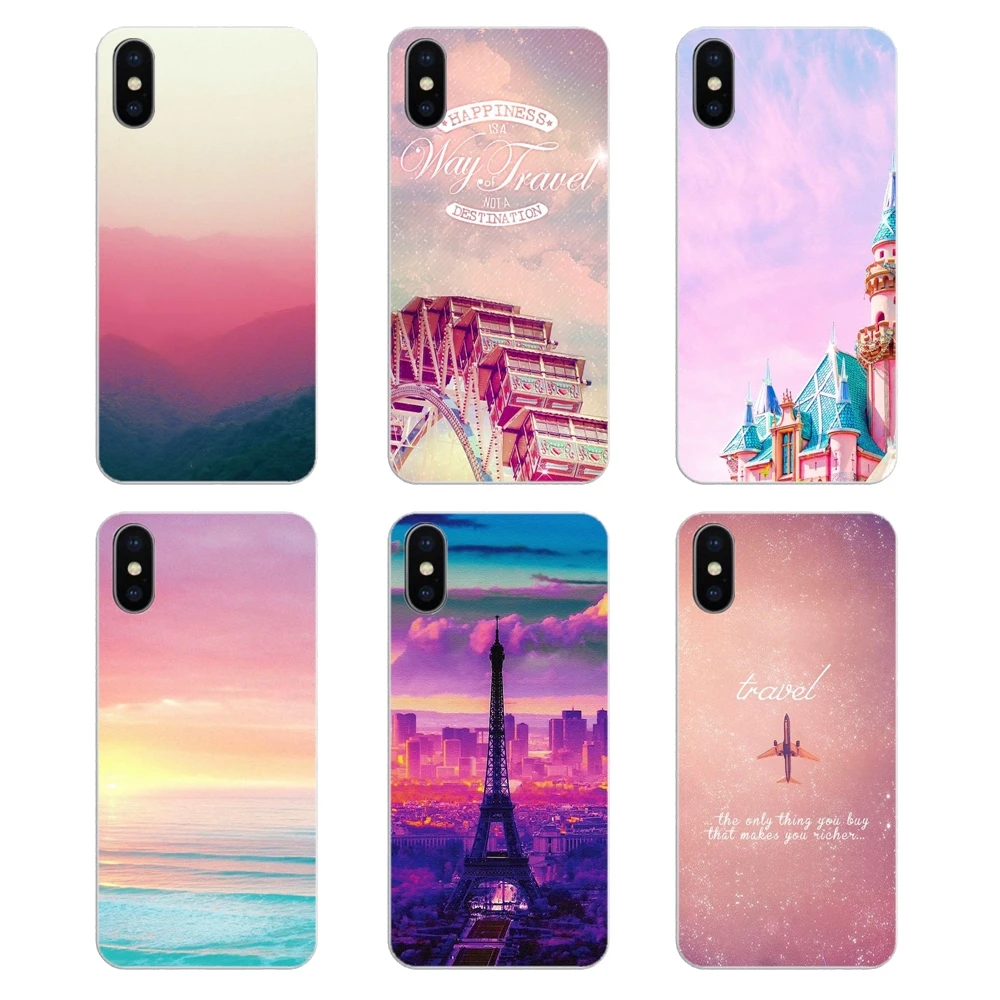 Мягкий прозрачный чехол для Samsung Galaxy A5 A6 A7 A8 A9 J4 J5 J7 J8 2017 2018 Plus Prime Pink Travel Aircraft Print Poster