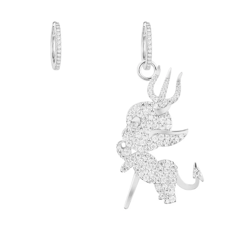 LCEOL Кристалл дьявол висячие серьги Роскошные свадебные серебряные цвета Модные кубический цирконий ювелирные изделия аксессуары для женщин